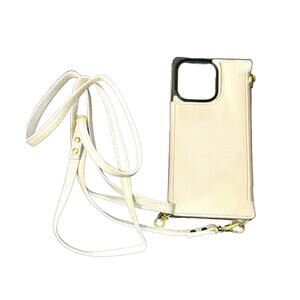 Crossbody Wallet Case for iPhone 15 Pro Max, RFID Blocking, 3 Card Slots - White